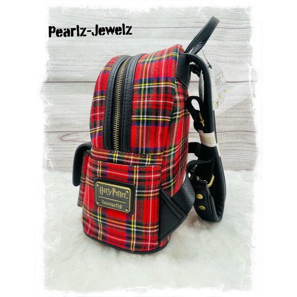 Loungefly Harry Potter Prefect Red Plaid Pin Mini Backpack BoxLunch NWT
